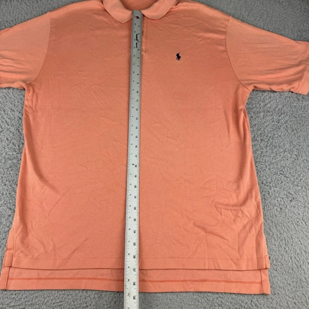 Polo Ralph Lauren Mens Cotton Pique Polo Shirt Size Large Peach Made In USA